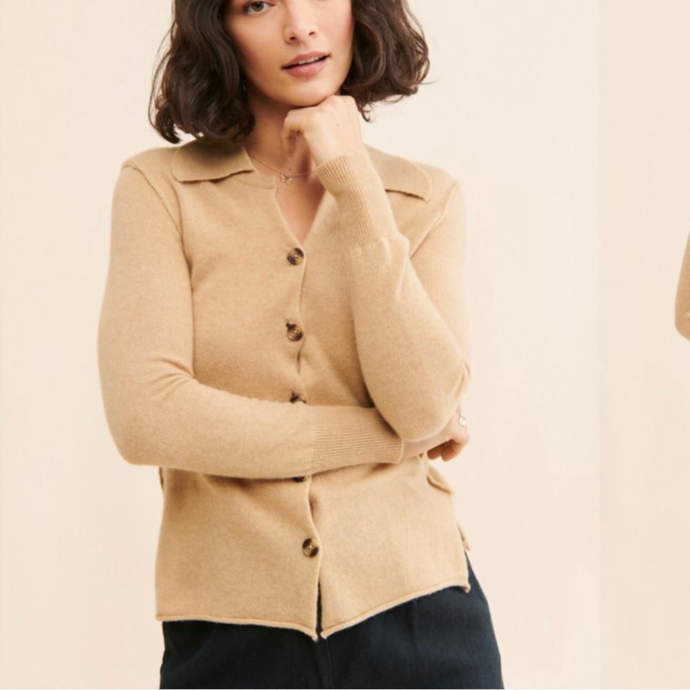 NEW HTF Cashmere Free People Paloma Cardigan sz XL tan cream beige NWOT